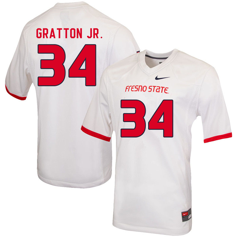 Men #34 Frankco Gratton Jr. Fresno State Bulldogs College Football Jerseys Sale-White